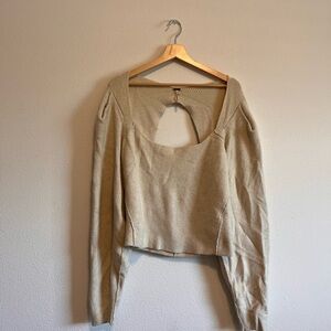 Free People Cream Open-Back Blouse